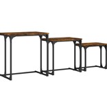 VidaXL 3-delige Tafeltjesset bewerkt hout gerookt eikenkleurig