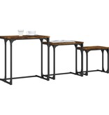 VidaXL 3-delige Tafeltjesset bewerkt hout gerookt eikenkleurig