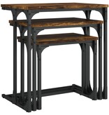 VidaXL 3-delige Tafeltjesset bewerkt hout gerookt eikenkleurig