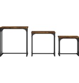 VidaXL 3-delige Tafeltjesset bewerkt hout gerookt eikenkleurig