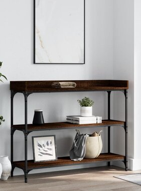 VidaXL Wandtafel met schappen 100x30x80 cm bruin eikenkleur