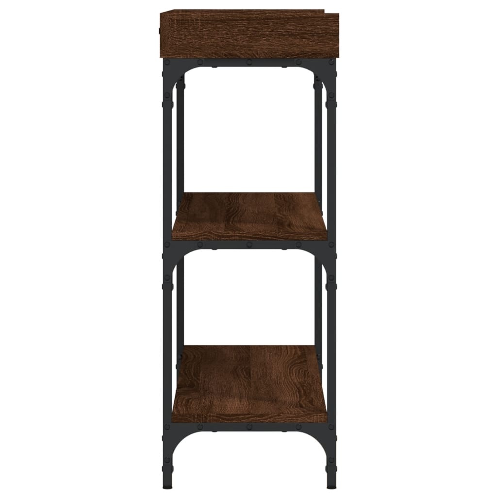 VidaXL Wandtafel met schappen 100x30x80 cm bruin eikenkleur