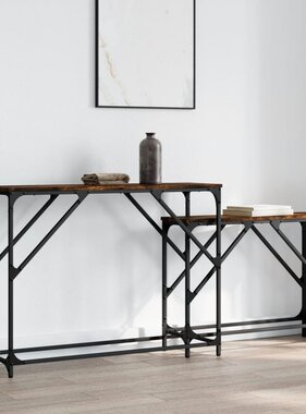 VidaXL 2-delige Tafeltjesset bewerkt hout gerookt eikenkleurig