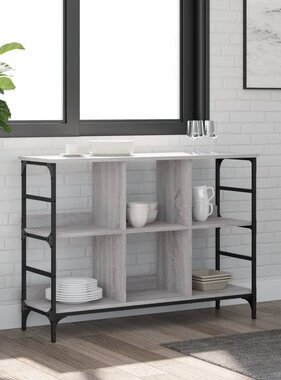 VidaXL Dressoir 102x32x73,5 cm bewerkt hout grijs sonoma eikenkleurig