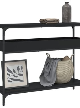 VidaXL Wandtafel met schap 100x29x75 cm bewerkt hout zwart