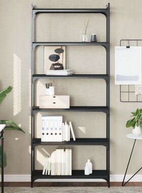 VidaXL Boekenkast 6-laags 80x30x188 cm bewerkt hout zwart