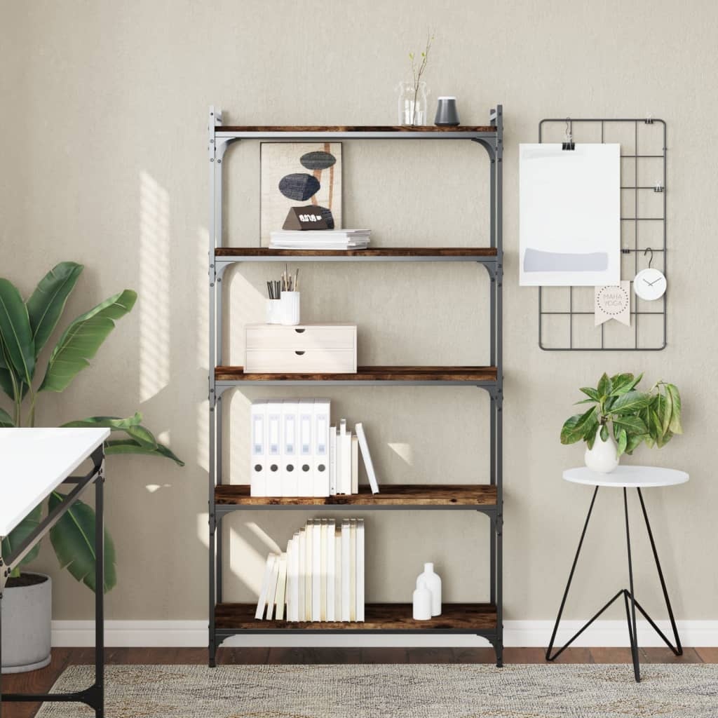 VidaXL Boekenkast 5-laags 80x30x154 cm bewerkt hout gerookt eikenkleur
