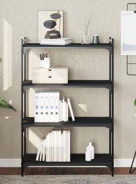 VidaXL Boekenkast 4-laags 80x30x120 cm bewerkt hout zwart