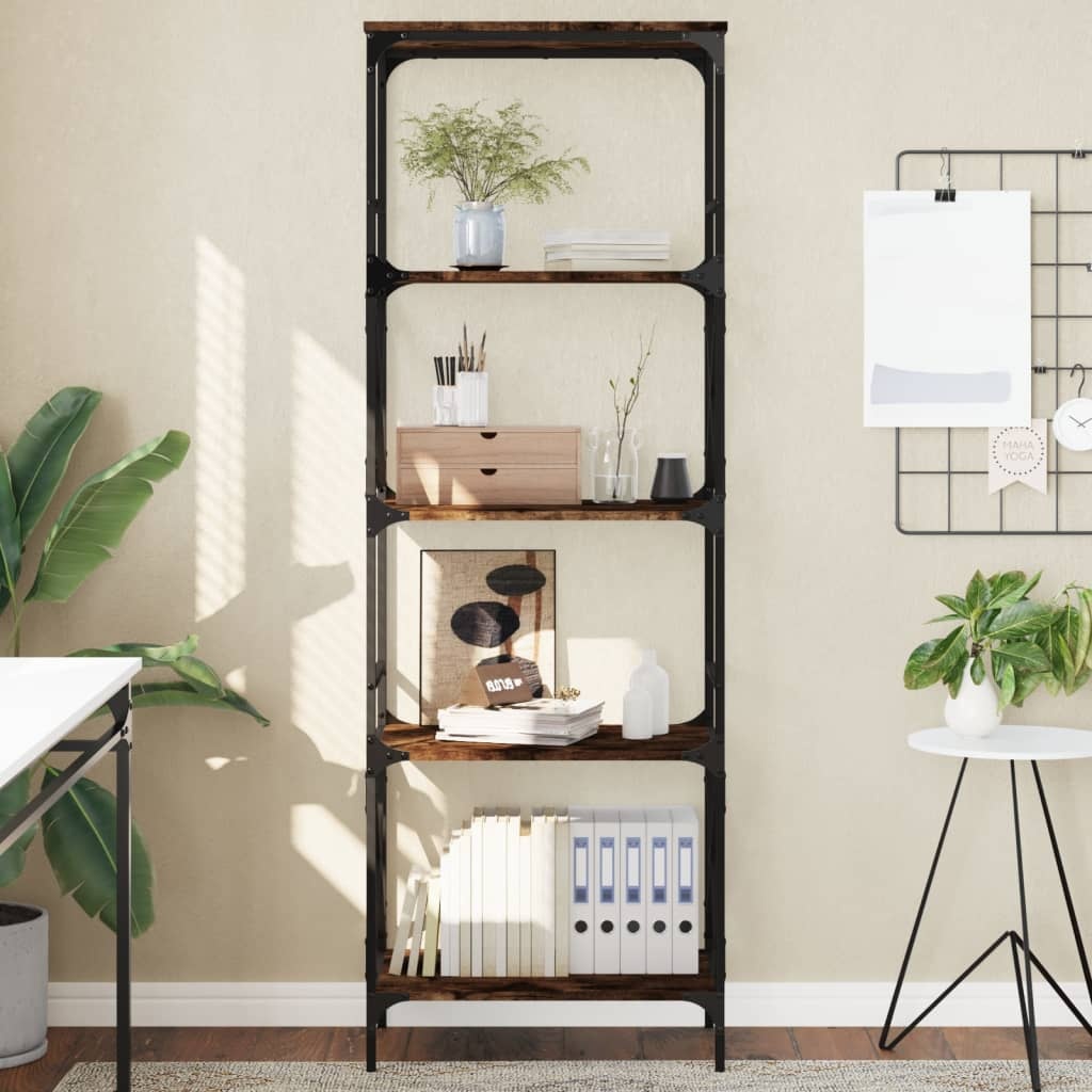 VidaXL Boekenkast 5-laags 59x35x171 cm bewerkt hout gerookt eikenkleur