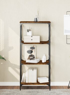 VidaXL Boekenkast 4-laags 59x35x132 cm bewerkt hout gerookt eikenkleur