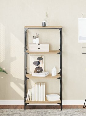 VidaXL Boekenkast 4-laags 59x35x132 cm bewerkt hout sonoma eikenkleur