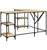 VidaXL Bureau 139x139x75 cm bewerkt hout sonoma eikenkleurig