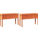 VidaXL Plantenbakken met poten 2 st cm massief grenenhout wasbruin