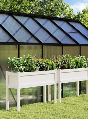 VidaXL Plantenbakken met poten 2 st massief grenenhout wit