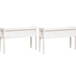 VidaXL Plantenbakken met poten 2 st massief grenenhout wit