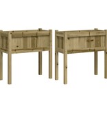 VidaXL Plantenbakken met poten 2 st cm geïmpregneerd hout