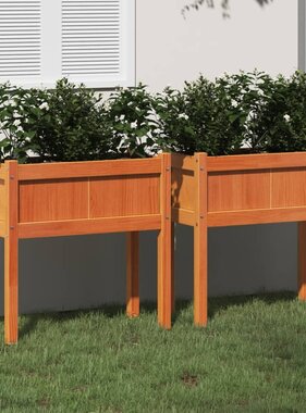 VidaXL Plantenbakken met poten 2 st cm massief grenenhout wasbruin