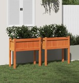 VidaXL Plantenbakken met poten 2 st cm massief grenenhout wasbruin