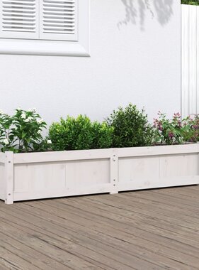 VidaXL Plantenbak 150x31x31 cm massief grenenhout wit