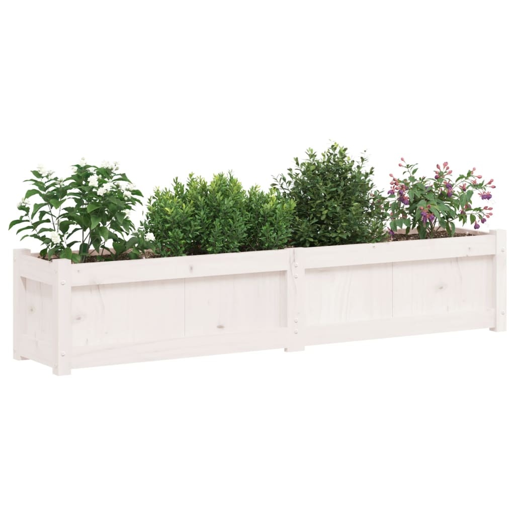 VidaXL Plantenbak 150x31x31 cm massief grenenhout wit