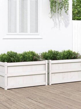 VidaXL Plantenbakken 2 st cm massief grenenhout wit