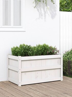 VidaXL Plantenbak 90x50x50 cm massief grenenhout wit