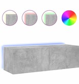 VidaXL Tv-wandmeubel met LED-verlichting 100x35x31 cm betongrijs