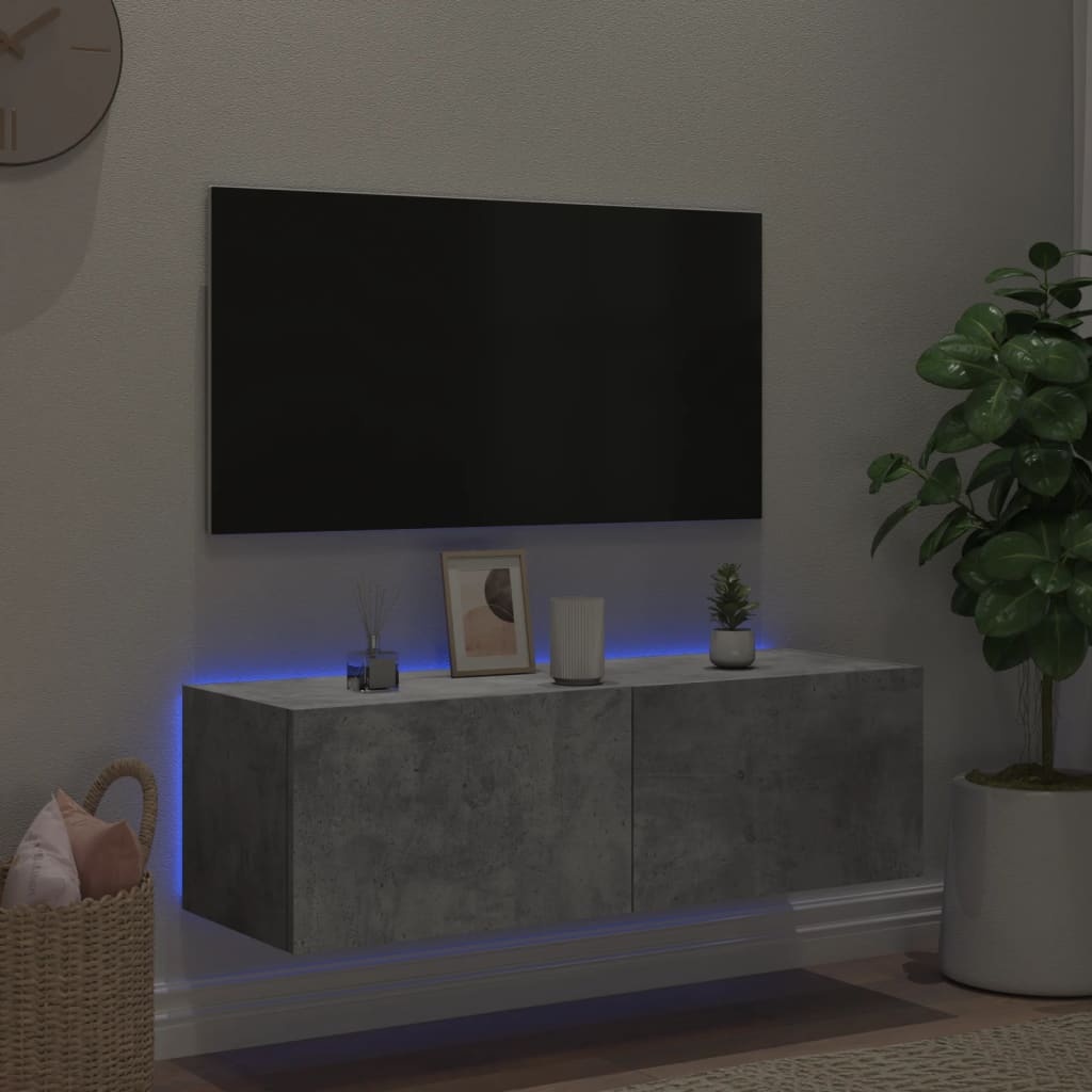VidaXL Tv-wandmeubel met LED-verlichting 100x35x31 cm betongrijs