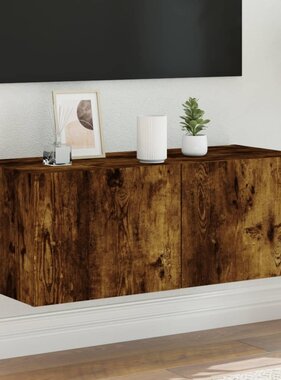 VidaXL Tv-wandmeubel met LED-verlichting 80x35x31 cm gerookt eiken