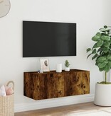 VidaXL Tv-wandmeubel met LED-verlichting 80x35x31 cm gerookt eiken