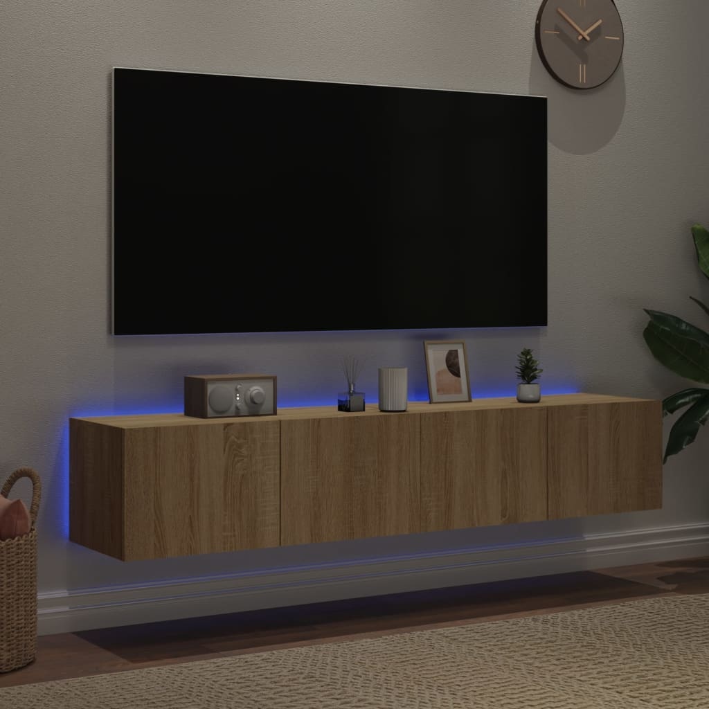 VidaXL Tv-wandmeubels met LED 2 st 80x35x31 cm sonoma eikenkleurig