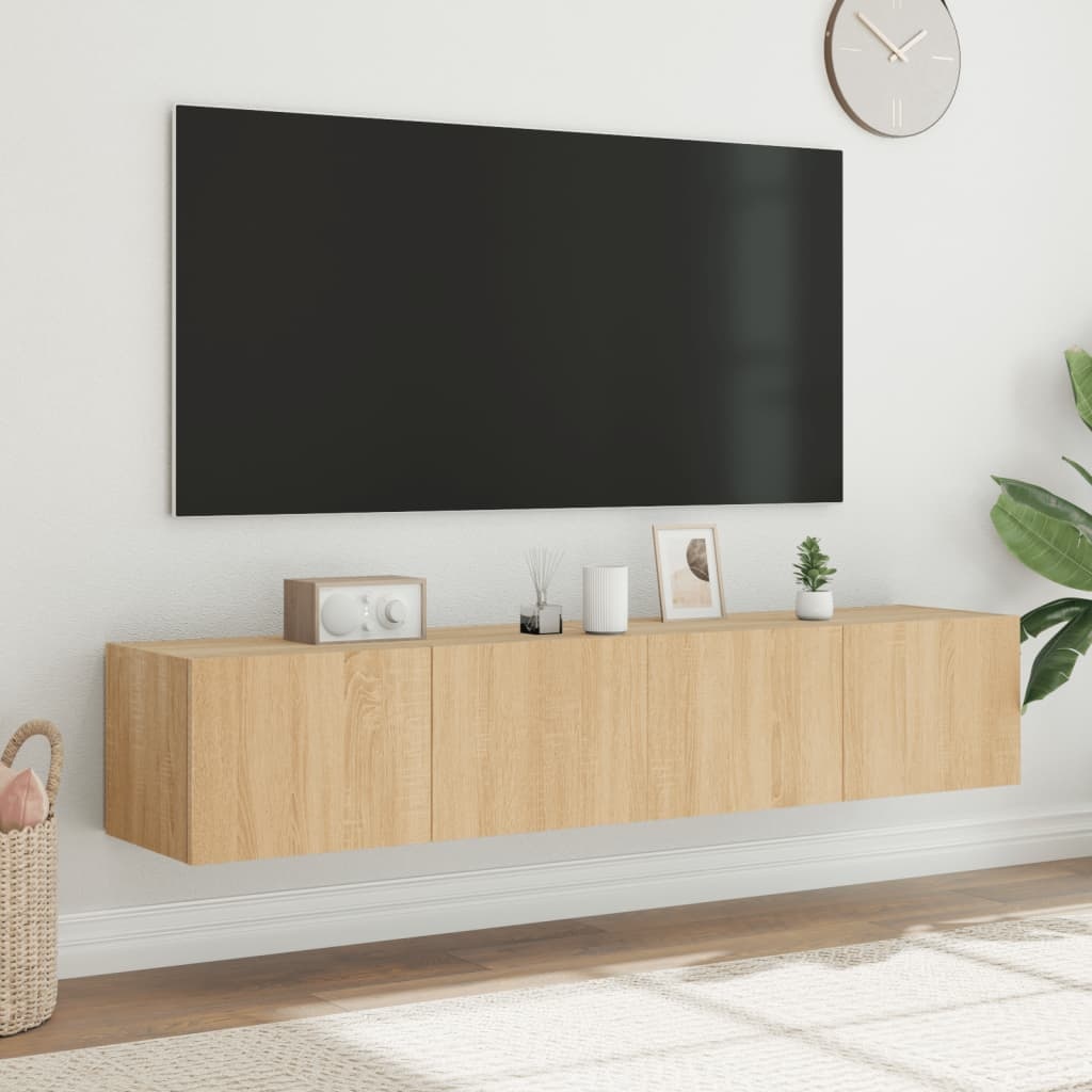 VidaXL Tv-wandmeubels met LED 2 st 80x35x31 cm sonoma eikenkleurig