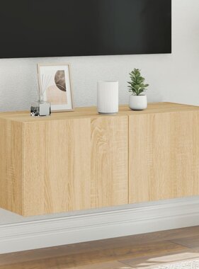 VidaXL Tv-wandmeubel met LED-verlichting 80x35x31 cm sonoma eikenkleur