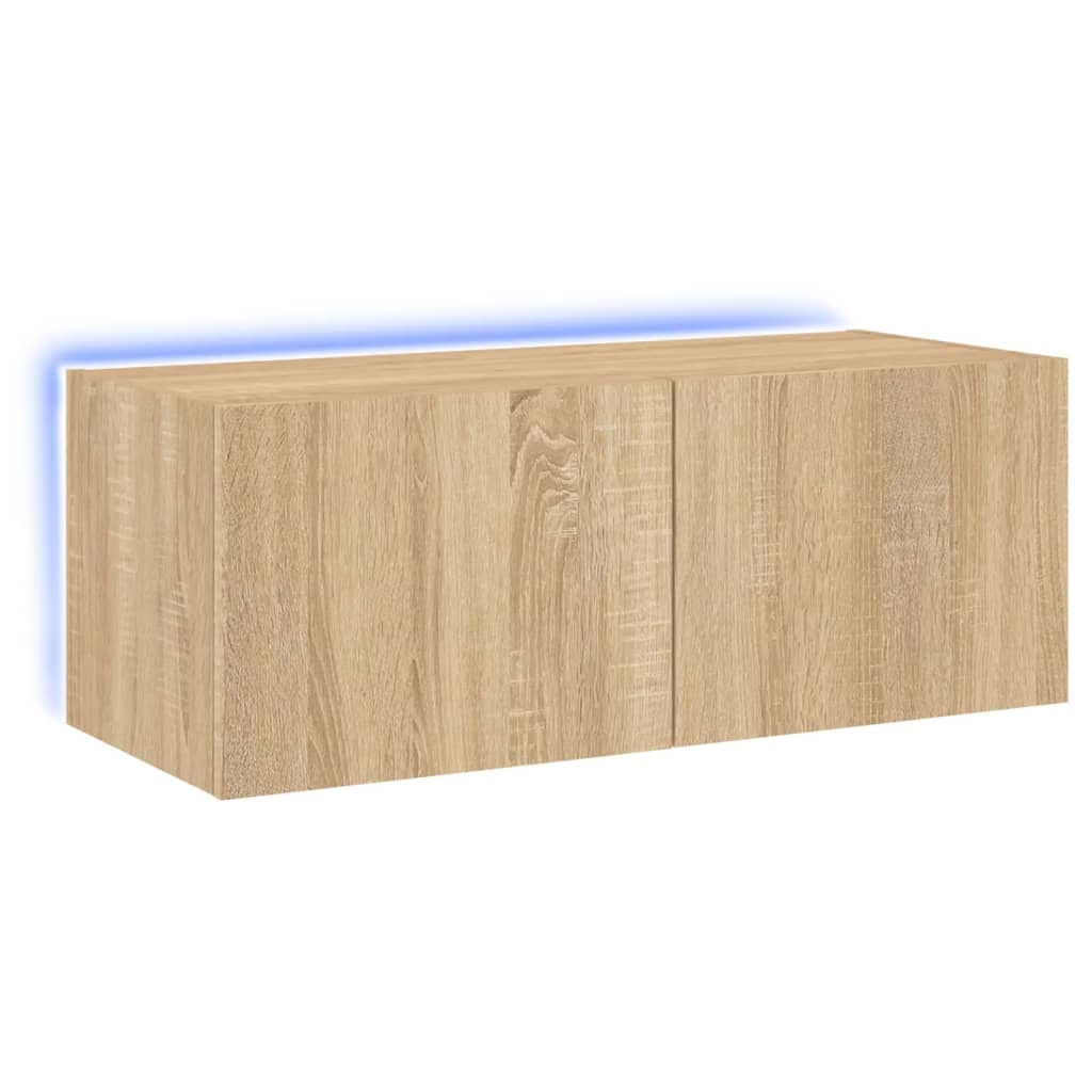 VidaXL Tv-wandmeubel met LED-verlichting 80x35x31 cm sonoma eikenkleur