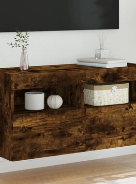 VidaXL Tv-wandmeubel met LED-verlichting 80x30x40 cm gerookt eiken