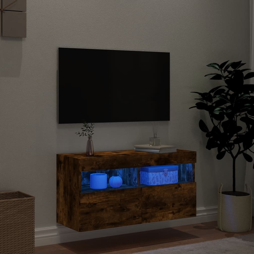 VidaXL Tv-wandmeubel met LED-verlichting 80x30x40 cm gerookt eiken