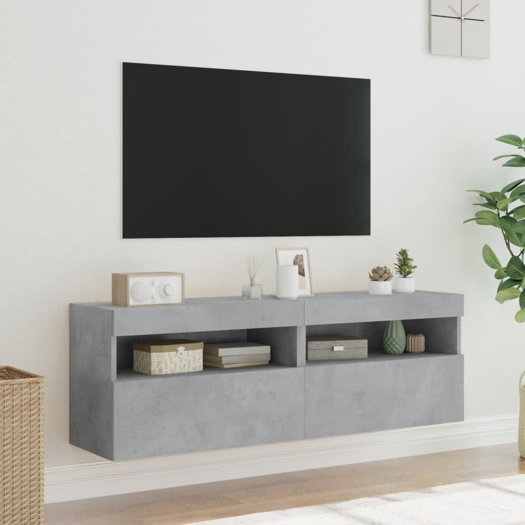VidaXL Tv-wandmeubels met LED 2 st 60x30x40 cm betongrijs