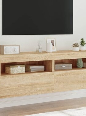 VidaXL Tv-wandmeubels met LED 2 st 60x30x40 cm sonoma eikenkleurig