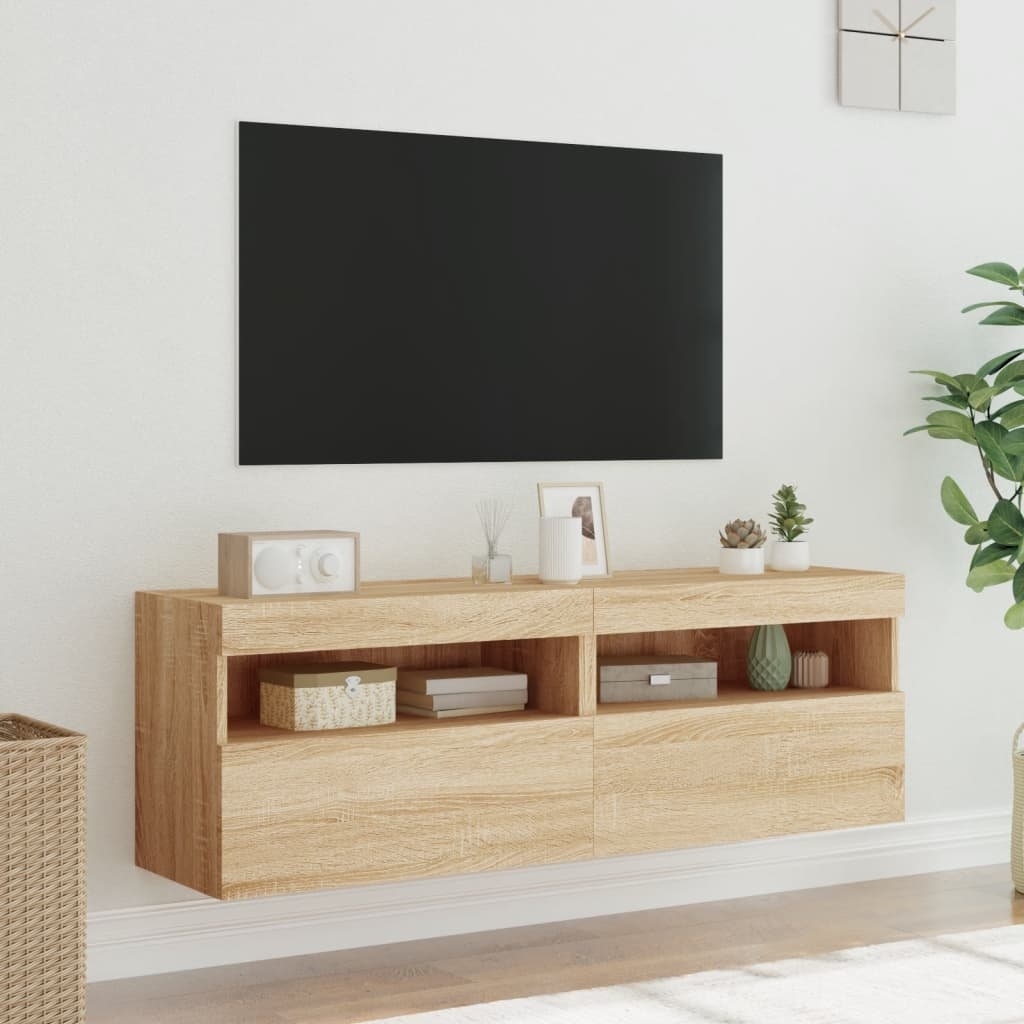 VidaXL Tv-wandmeubels met LED 2 st 60x30x40 cm sonoma eikenkleurig
