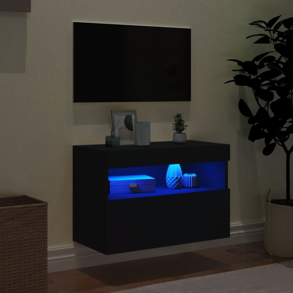 VidaXL Tv-wandmeubel met LED-verlichting 60x30x40 cm zwart