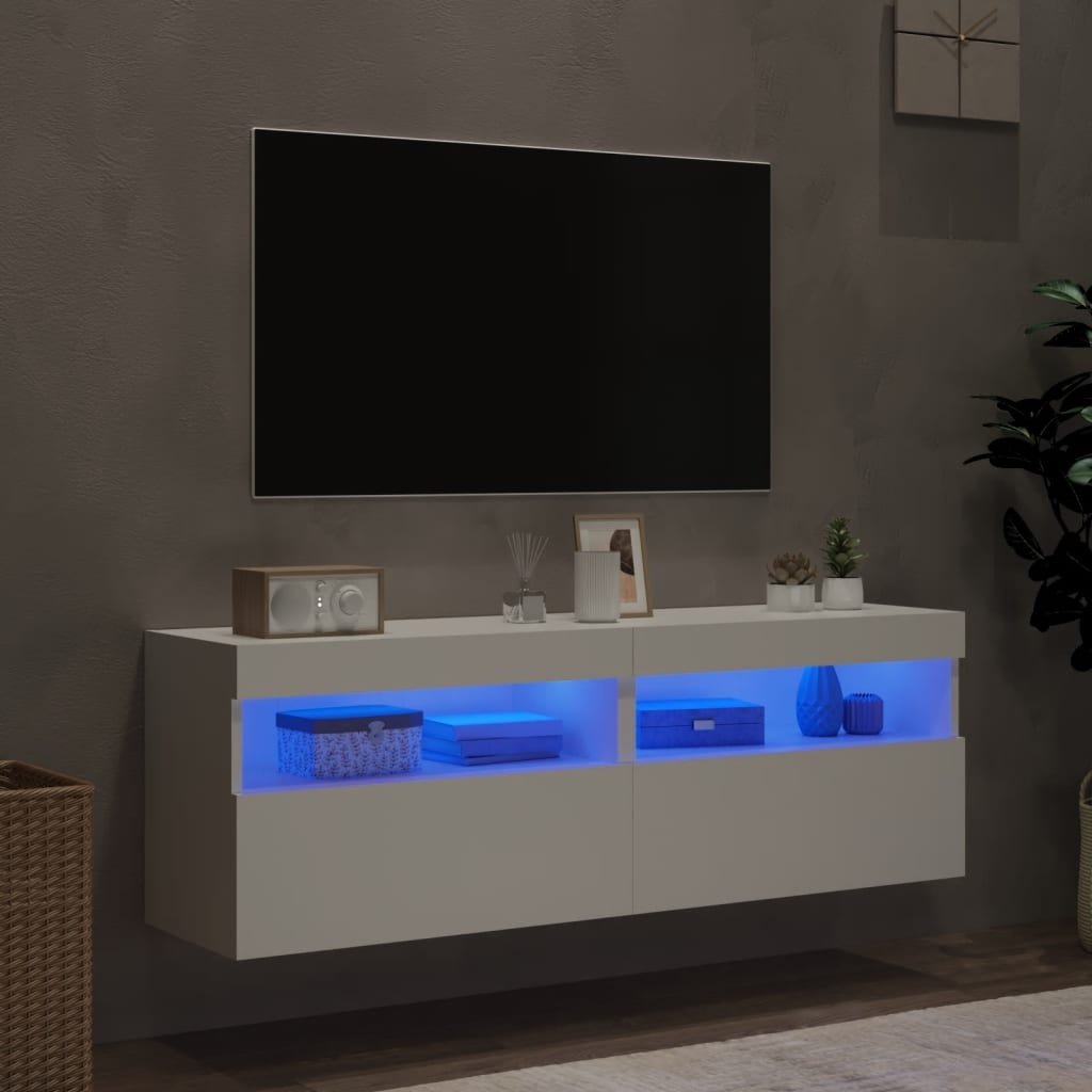 VidaXL Tv-wandmeubels met LED-verlichting 2 st 60x30x40 cm wit