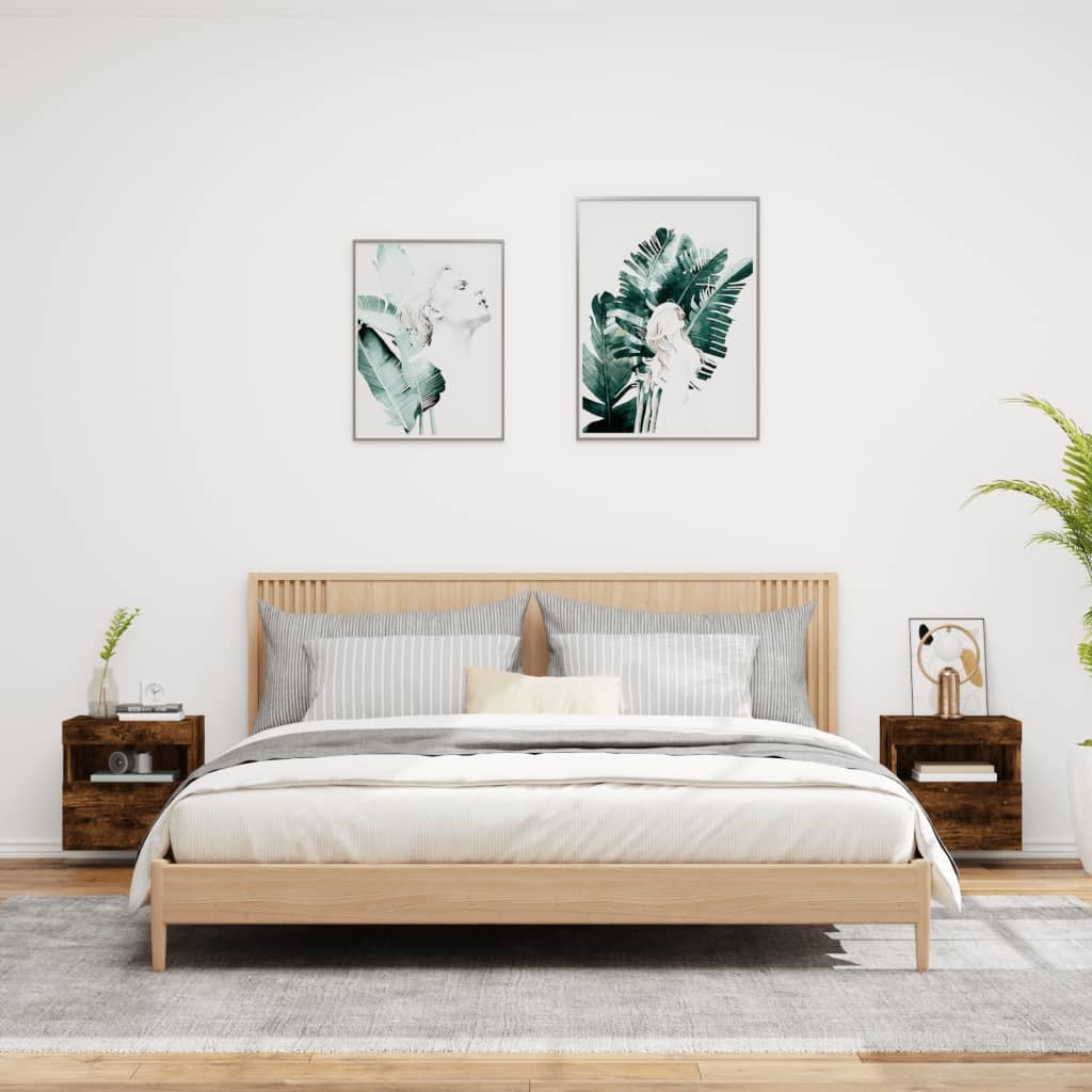 VidaXL Tv-wandmeubels met LED 2 st 40x30x40 cm gerookt eikenkleurig