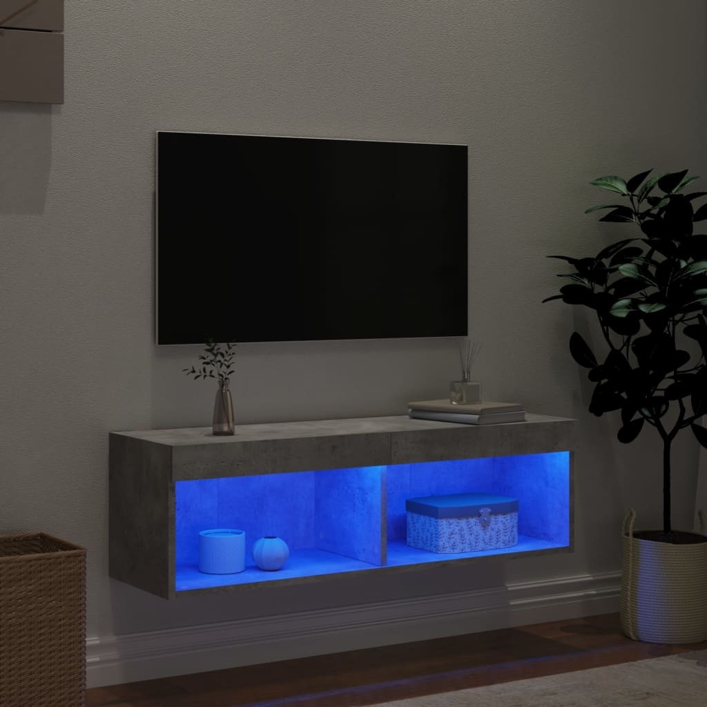 VidaXL Tv-meubel met LED-verlichting 100x30x30 cm betongrijs