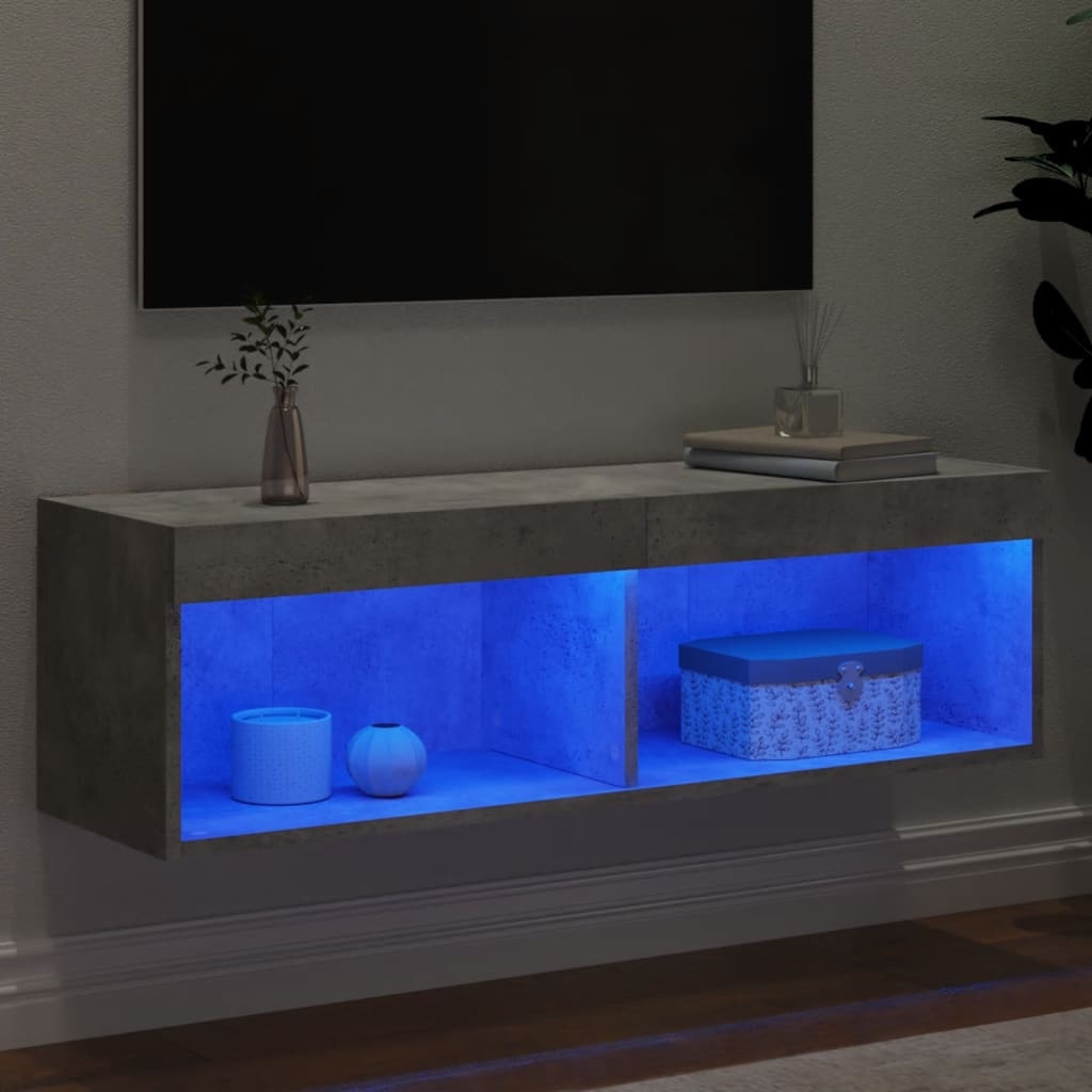 VidaXL Tv-meubel met LED-verlichting 100x30x30 cm betongrijs
