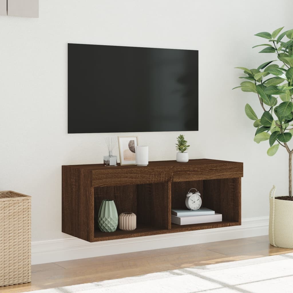 VidaXL Tv-meubel met LED-verlichting 80x30x30 cm bruin eikenkleur