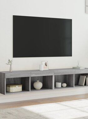 VidaXL Tv-meubels met LED-verlichting 2 st 80x30x30 cm grijs sonoma
