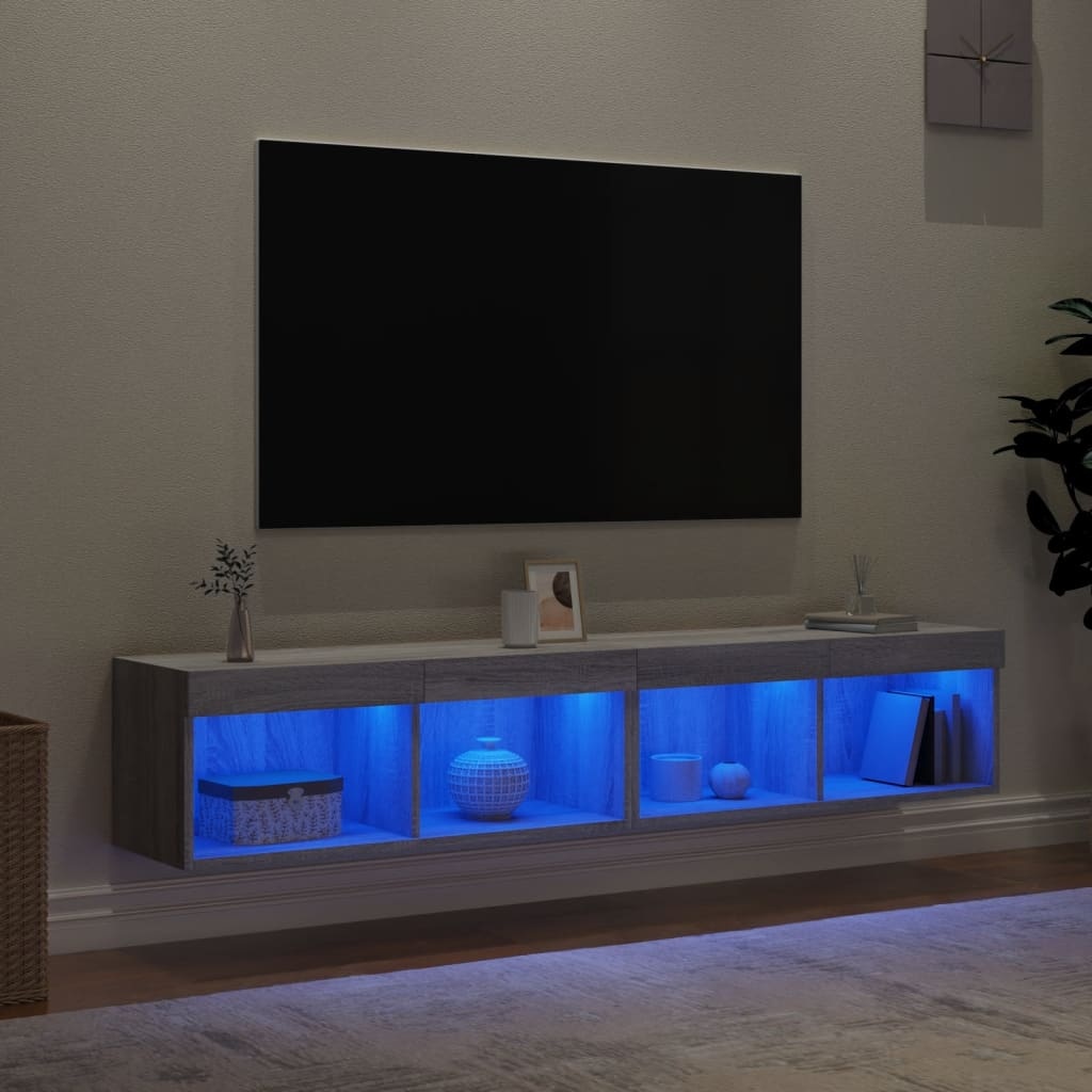 VidaXL Tv-meubels met LED-verlichting 2 st 80x30x30 cm grijs sonoma