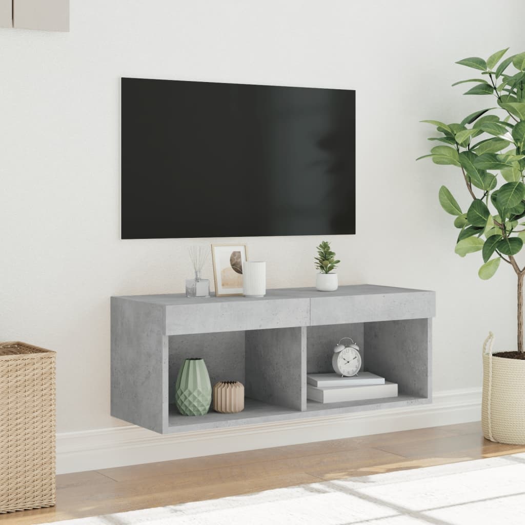 VidaXL Tv-meubel met LED-verlichting 80x30x30 cm betongrijs