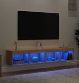 VidaXL Tv-meubels met LED-verlichting 2 st 80x30x30 cm sonoma eiken