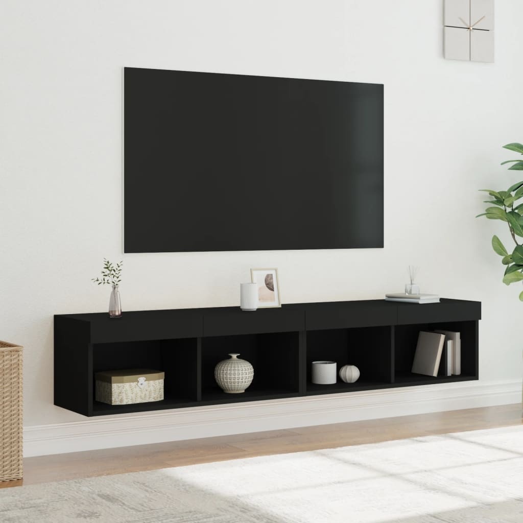 VidaXL Tv-meubels met LED-verlichting 2 st 80x30x30 cm zwart